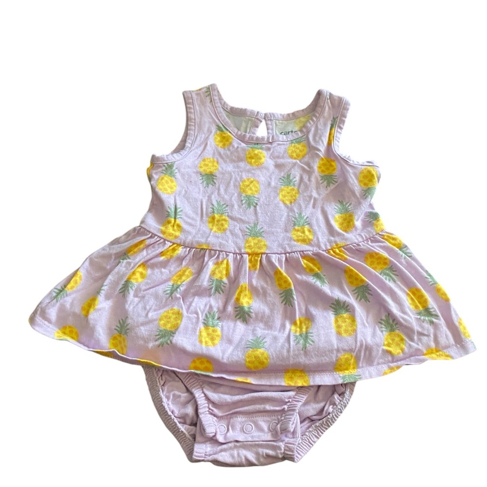 Pineapple Print Kids Dress Set - Pink